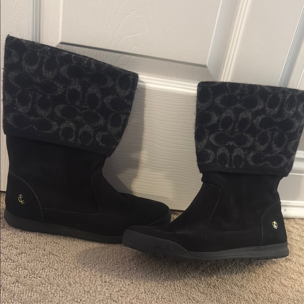 Coach Black Patterned Winter Boots